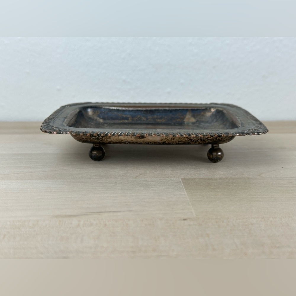 Vintage Silver Soap Tray with Feet